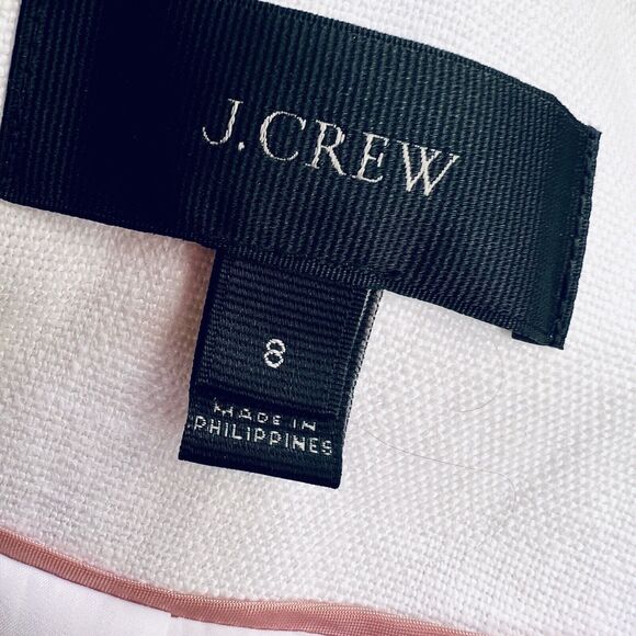 J. Crew White Linen Jacket Navy Rickrack Trim Button Front Blazer Mod Retro 8 - Picture 10 of 10